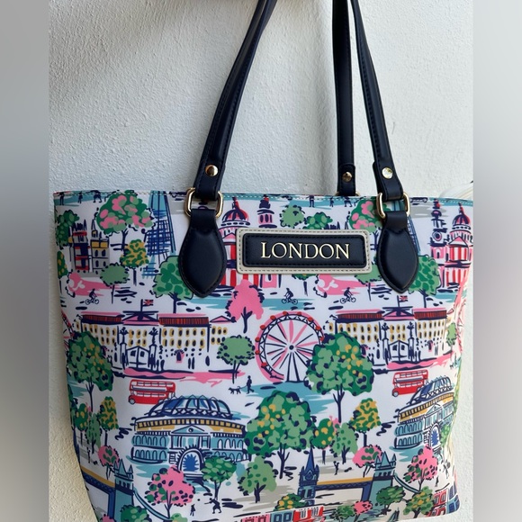 Colorful London Print Tote Bag – Travel/Everyday Shoulder Bag - Picture 1 of 4